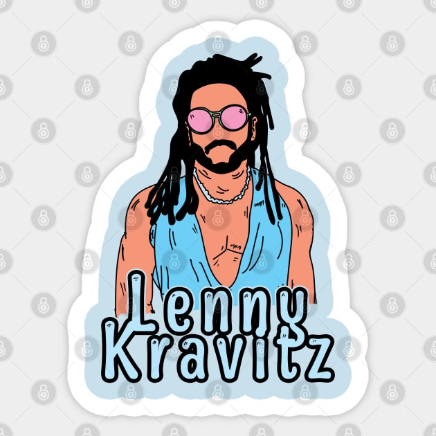 Retro Lenny Kravitz Fan Art Desain Sticker by Motor Lipat